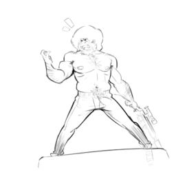 Design d'Henry. Perso je le voyais beaucoup plus gros, mais le côté Kimbo Slice avec une afro m'a séduit.